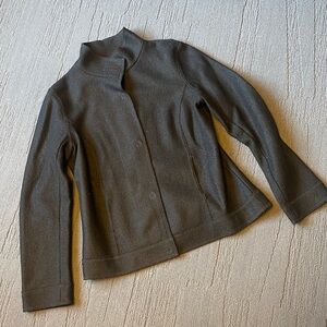 Lafayette 148 Boiled Wool Black Sweater Jacket Snap Front Pockets 12